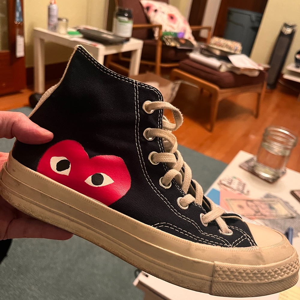 Black Converse high tops size 5 men’s / 7 women’s Comme de garçons.